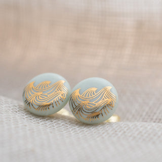 Boucles d'oreilles puces Océan Or & Menthe