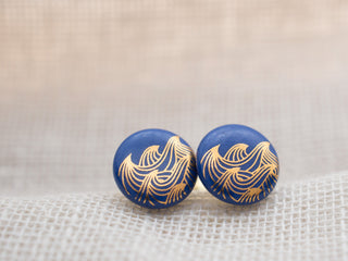 Flower of Life Gold & White Stud Earrings