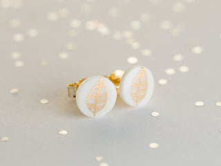 Boucles d'oreilles puces Fiori or & blanc
