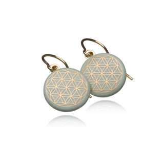 Boucles d'oreilles Fleur de Vie Or & Menthe