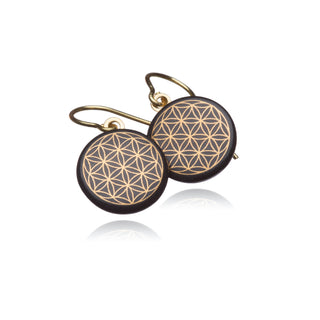 Boucles d'oreilles Fleur de Vie Or & Noir