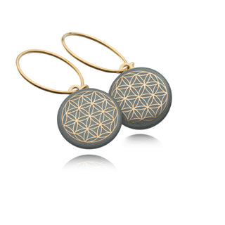 Ohrringe Lebensblume Gold & Salbei