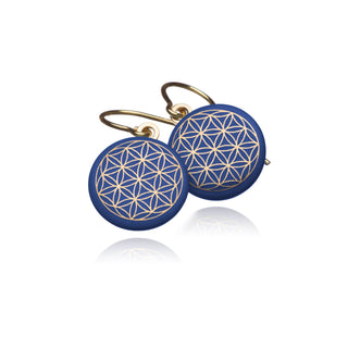 Ohrringe Lebensblume Gold & Blau