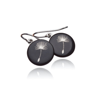 Boucles d'oreilles pissenlit argent & noir