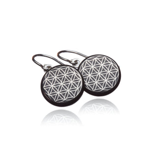 Boucles d'oreilles Fleur de Vie Argent & Noir