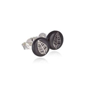 Boucles d'oreilles clous Fiori argent & noir