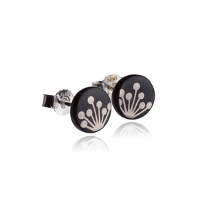 Boucles d'oreilles clous Dolde argent & noir