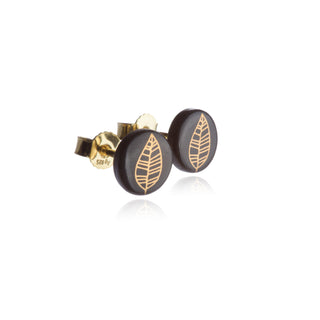 Ohrstecker Blatt Gold & Schwarz