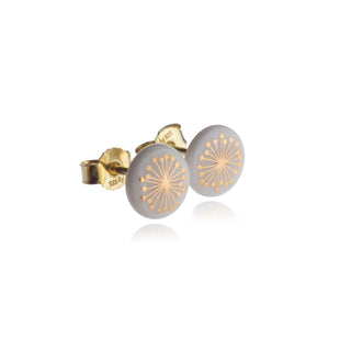 Fiori Gold & White Stud Earrings
