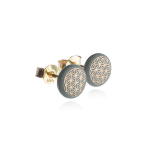 Flower of Life Gold & White Stud Earrings