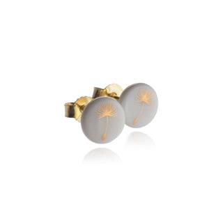 Flower of Life Gold & White Stud Earrings
