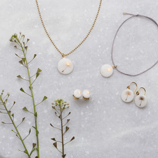 Dandelion Necklace Gold & White