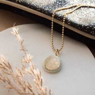 Collier Fleur de Vie Or & Menthe