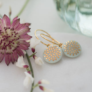Boucles d'oreilles gouttes or & menthe