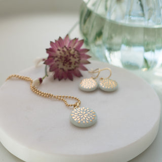 Necklace Drop Gold & Mint