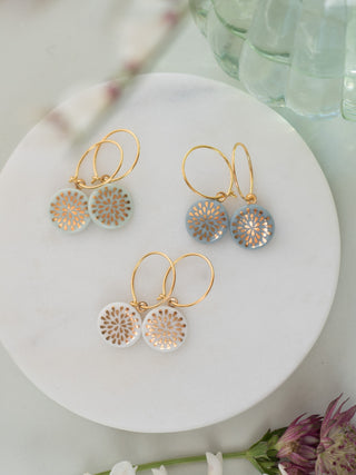 Boucles d'oreilles gouttes or & menthe