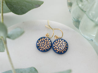 Ohrringe Tropfen Gold & Blau