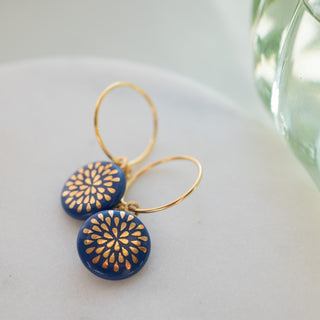 Ohrringe Tropfen Gold & Blau