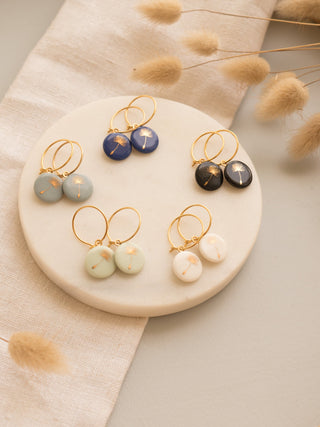 Ohrringe Pusteblume Gold & Blau