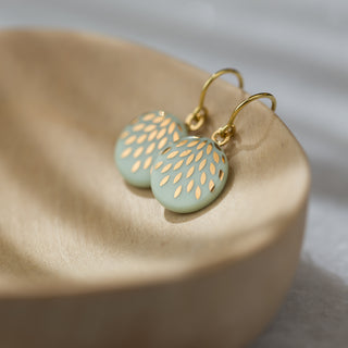 Boucles d'oreilles gouttes magiques or & menthe