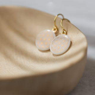 Earrings Flower of Life Gold & White