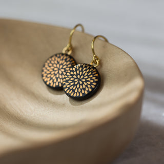 Earrings Drop Gold & Black