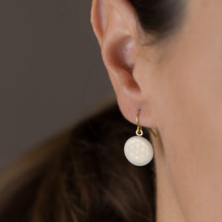Earrings Flower of Life Gold & White