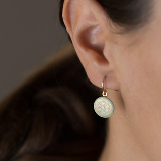 Boucles d'oreilles Fleur de Vie Or & Menthe