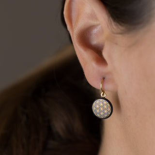 Boucles d'oreilles Fleur de Vie Or & Noir