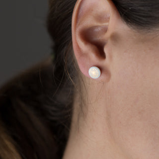 Fiori Gold & White Stud Earrings