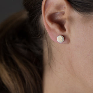 Flower of Life Gold & White Stud Earrings
