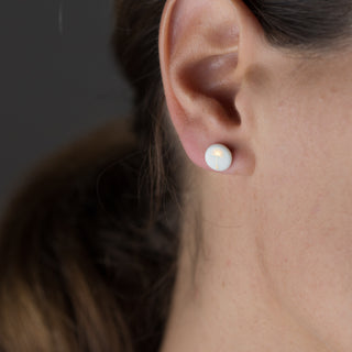 Flower of Life Gold & White Stud Earrings