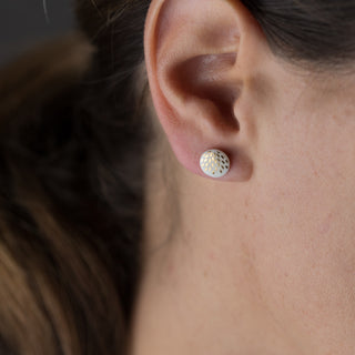 Flower of Life Gold & White Stud Earrings