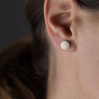 Gold Rain Stud Earrings Gold & White