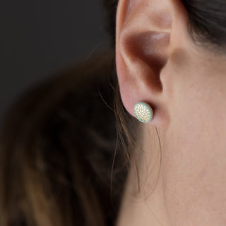 Flower of Life Gold & White Stud Earrings