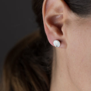 Ohrstecker Blatt Silber & Weiß