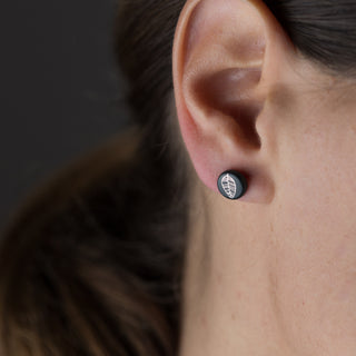 Boucles d'oreilles clous Fiori argent & noir