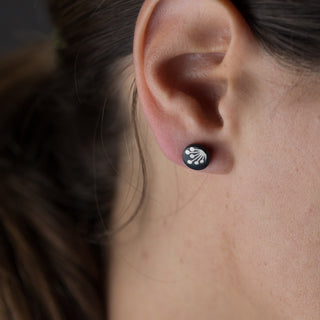 Boucles d'oreilles clous Dolde argent & noir