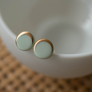 Boucles d'oreilles clous Luna Or & Menthe