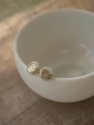 Boucles d'oreilles puces Océan Or & Menthe