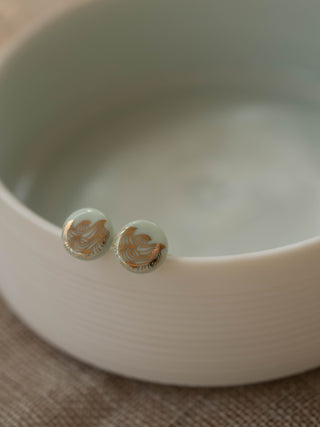 Boucles d'oreilles puces Océan Or & Menthe