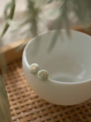 Boucles d'oreilles puces Fiori Or & Menthe