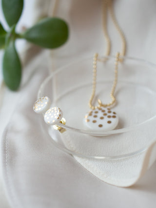 Gold Rain Stud Earrings Gold & White