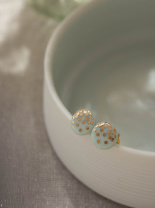Boucles d'oreilles puces Gold Rain Or & Menthe