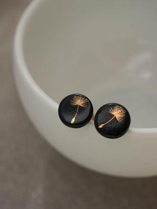 Ohrstecker Pusteblume Gold & Schwarz
