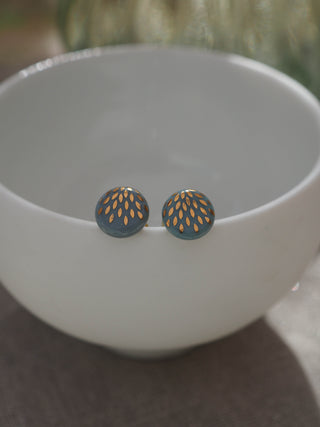 Boucles d'oreilles puces gouttes magiques or & turquoise