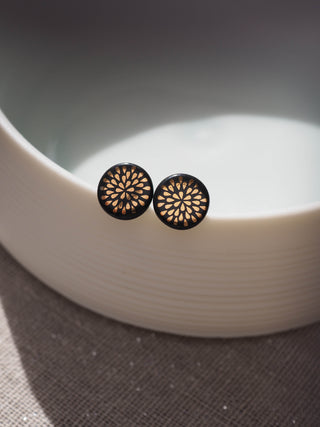 Ohrstecker Tropfen Gold & Schwarz