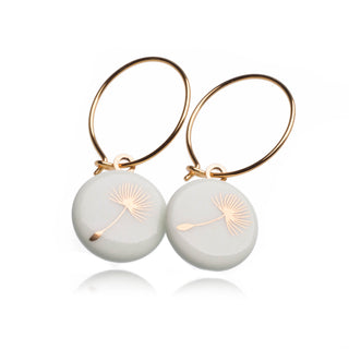 Dandelion Earrings Gold & White