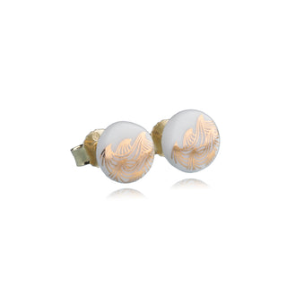 Flower of Life Gold & White Stud Earrings