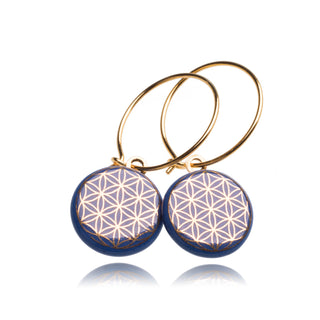 Ohrringe Lebensblume Gold & Blau